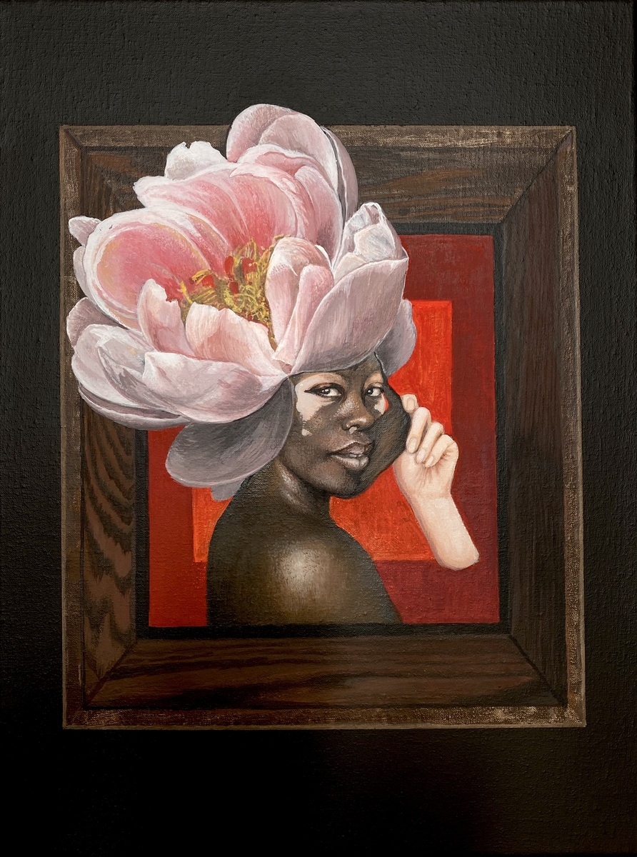 Woman with Peony Flower