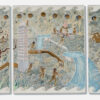 EARTH ON THEIR HANDS, 2025, Terra sigillata, underglaze, glaze and gold luster on quartz tile, triptych, courtesy Galerist and the artist.